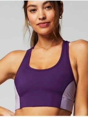 Purple Colorblock Sports Bra - Women Intimates & Sleepwear Sz 2X